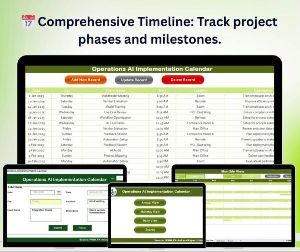 Operations AI Implementation Calendar in Excel