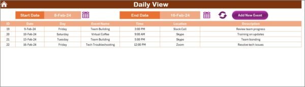 Operations Remote Work Calendar in Excel - Image 5