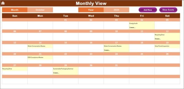 Operations Sustainability Calendar in Excel - Image 4