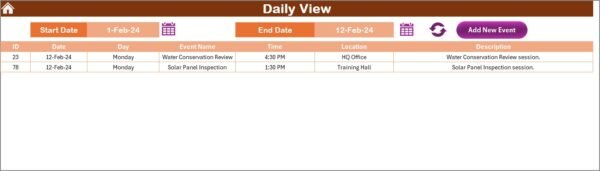 Operations Sustainability Calendar in Excel - Image 5