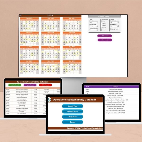 Operations Sustainability Calendar in Excel