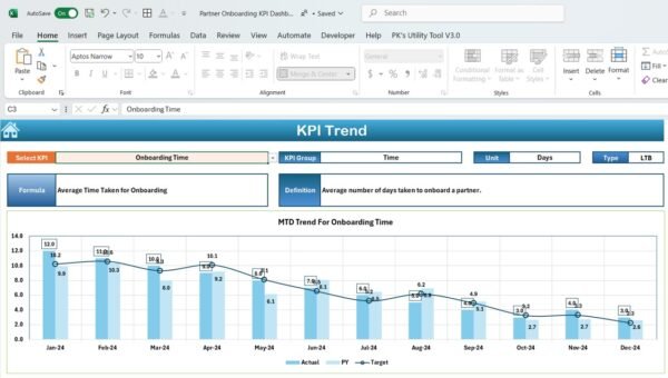 Partner Onboarding KPI Dashboard in Excel - Image 4