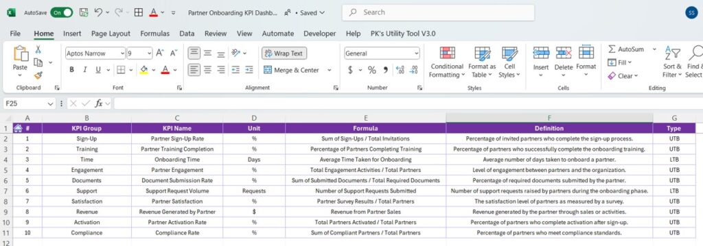 Partner Database Excel Partner Onboarding KPI Dashboard in Excel - Next Gen Templates