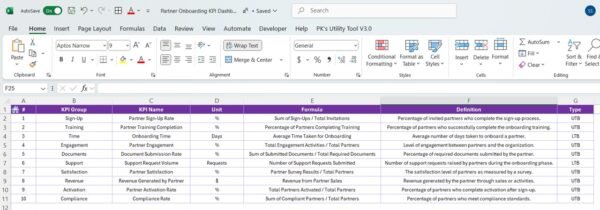Partner Onboarding KPI Dashboard in Excel - Image 8