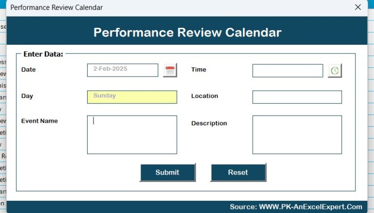 Performance Review Calendar in Excel - Next Gen Templates
