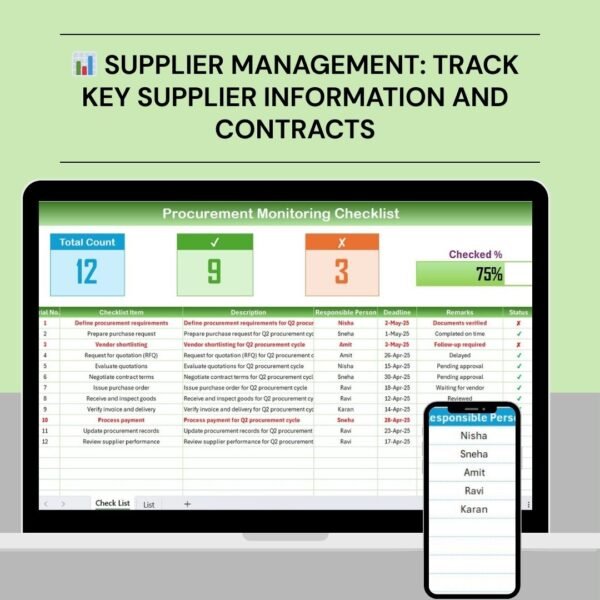 Procurement Monitoring Checklist in Excel