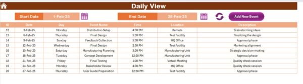 Product Development Calendar in Excel - Image 7