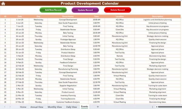 Product Development Calendar in Excel - Image 8