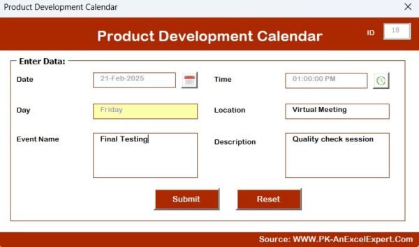 Product Development Calendar in Excel - Image 10