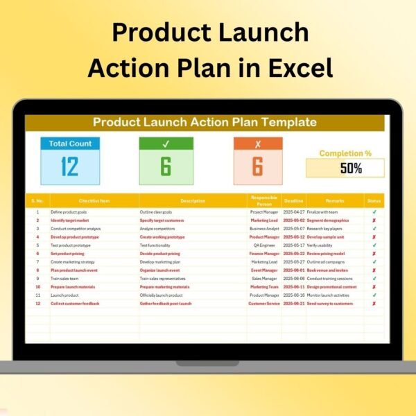 Product Launch Action Plan in Excel