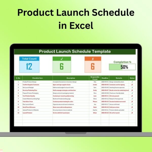 Product Launch Schedule in Excel