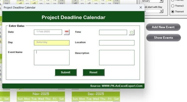 Project Deadline Calendar in Excel - Image 4