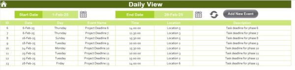 Project Deadline Calendar in Excel - Image 6