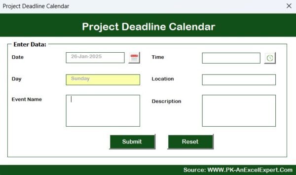 Project Deadline Calendar in Excel - Image 8