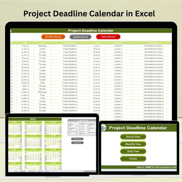 Project Deadline Calendar in Excel