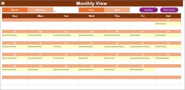 Quality Control Customer Experience Calendar in Excel - Image 4