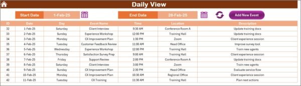 Quality Control Customer Experience Calendar in Excel - Image 5