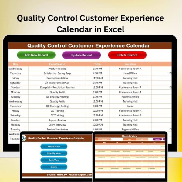 Quality Control Customer Experience Calendar in Excel