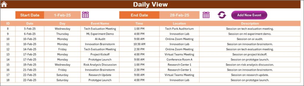 R&D AI Implementation Calendar in Excel - Next Gen Templates
