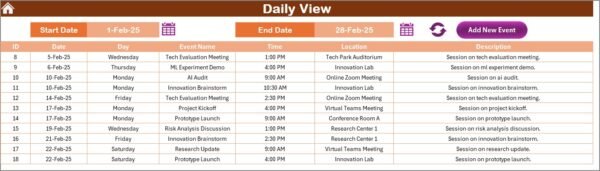R&D AI Implementation Calendar in Excel - Image 5