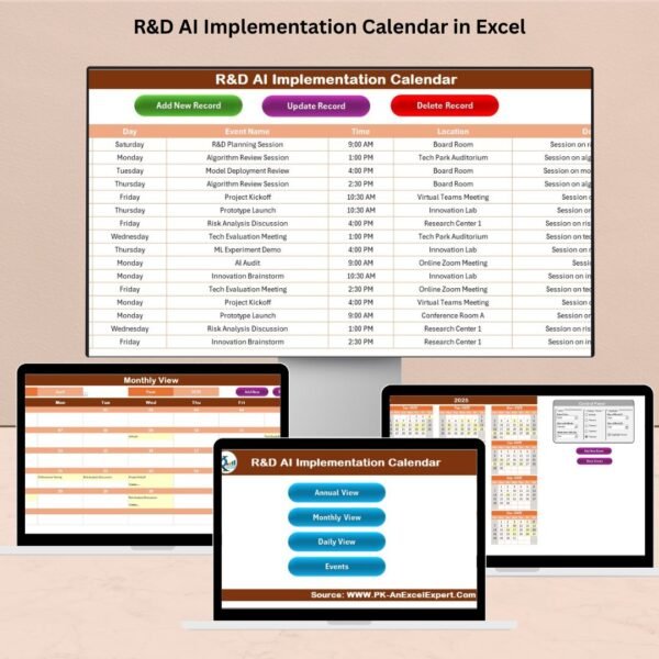 R&D AI Implementation Calendar in Excel
