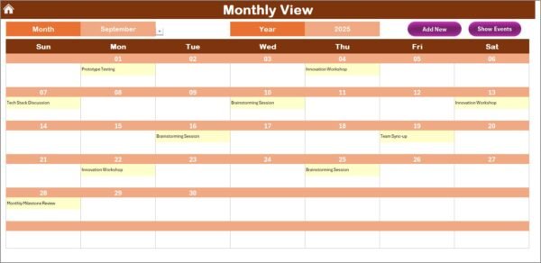 R&D Remote Work Calendar in Excel - Image 4
