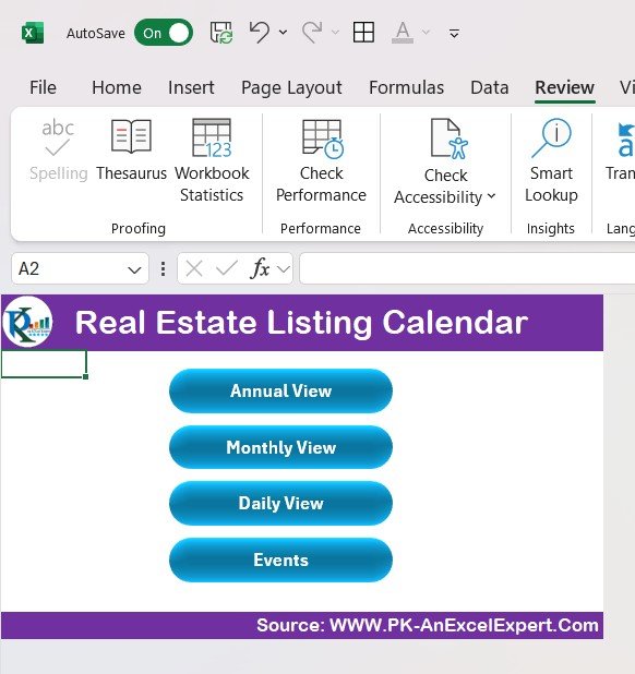 Real Estate Listing Calendar