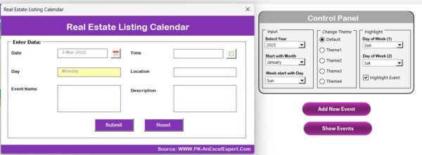 Real Estate Listing Calendar in Excel - Image 5