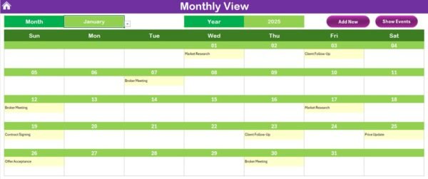 Real Estate Listing Calendar in Excel - Image 6