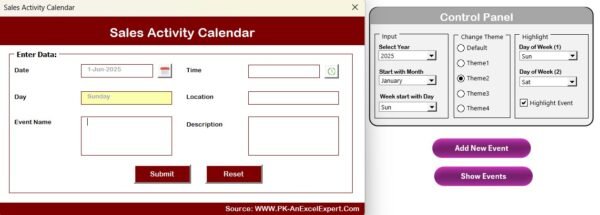 Sales Activity Calendar in Excel - Image 5