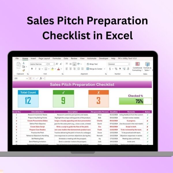 Sales Pitch Preparation Checklist in Excel