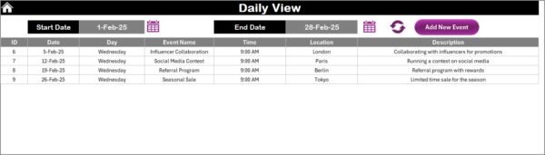 Sales Supply Chain Resilience Calendar in Excel - Image 5