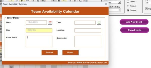 Team Availability Calendar in Excel - Image 5