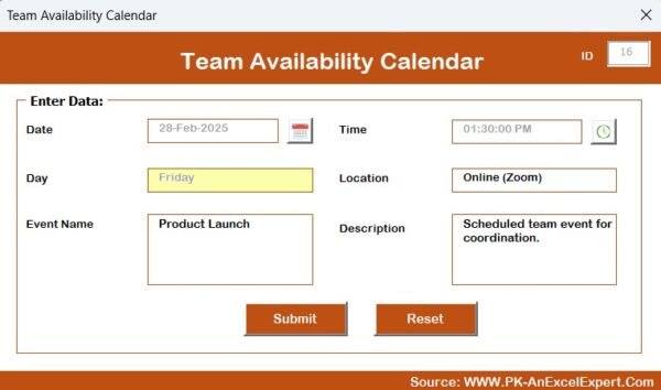 Team Availability Calendar in Excel - Image 10