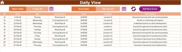 Training and Workshop Calendar in Excel - Image 7