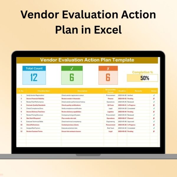 Vendor Evaluation Action Plan in Excel