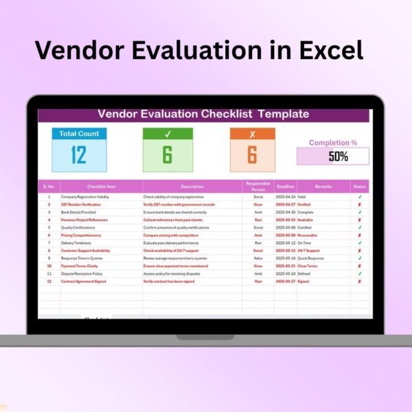 Vendor Evaluation in Excel