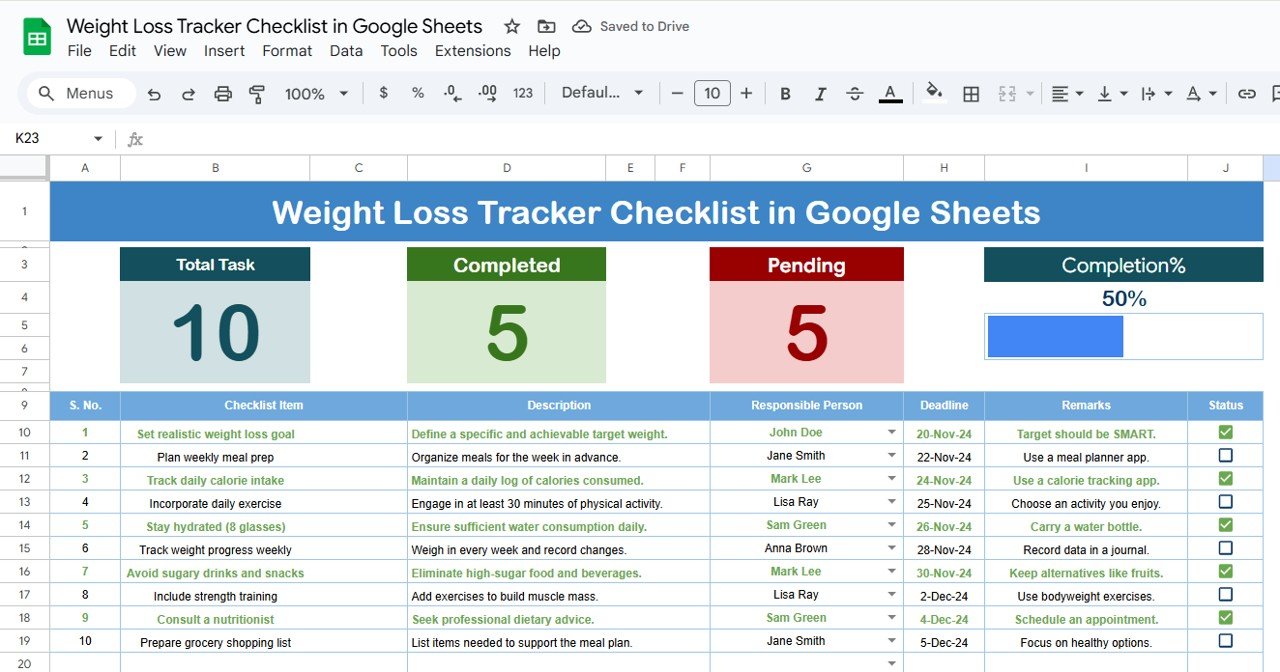 Weight loss tracker
