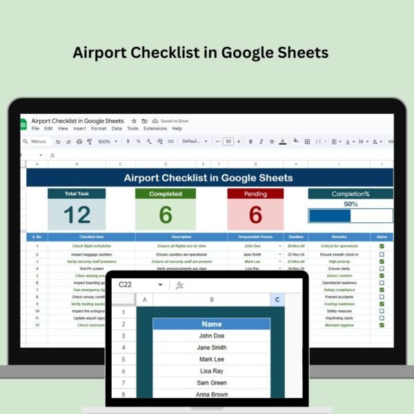 Airport Checklist in Google Sheets