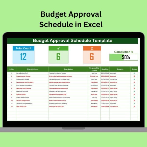 Budget Approval Schedule in Excel