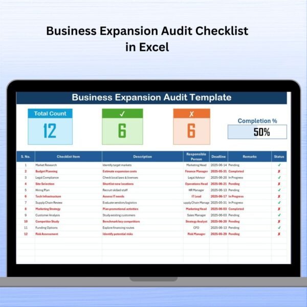 Business Expansion Audit Checklist in Excel