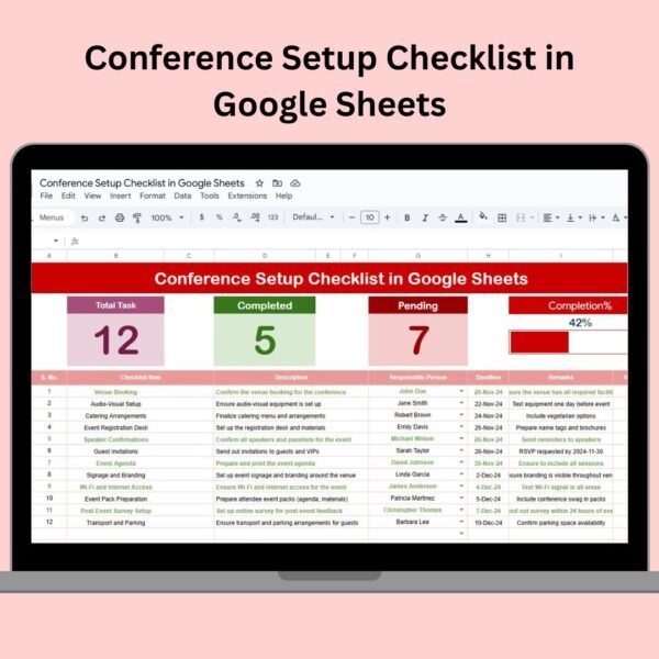 Conference Setup Checklist in Google Sheets