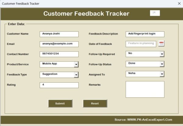 Customer Feedback Tracker in Excel - Image 7