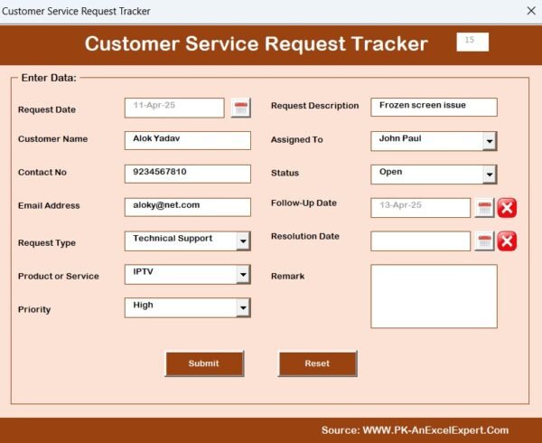 Customer Service Request Tracker in Excel - Image 7