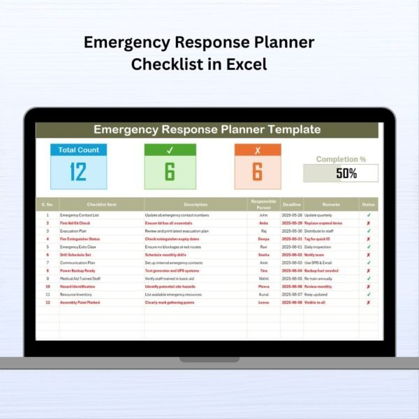 Emergency Response Planner Checklist in Excel