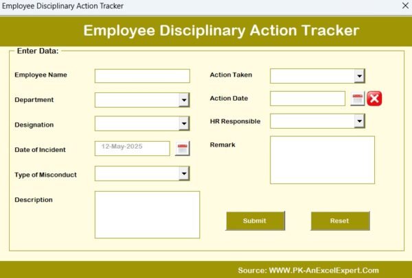 Employee Disciplinary Action Tracker in Excel - Image 6