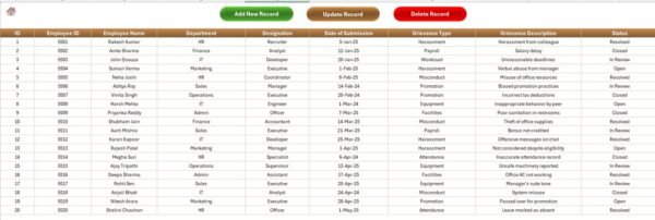 Employee Grievance Tracker in Excel - Image 5