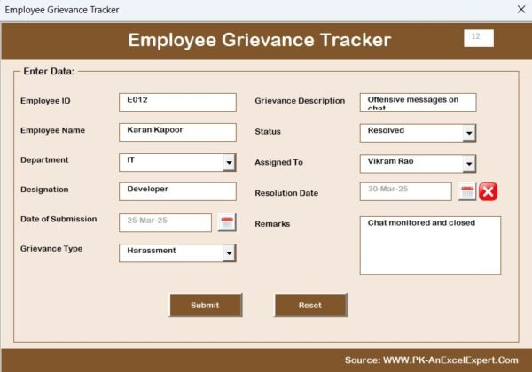 Employee Grievance Tracker in Excel - Image 7