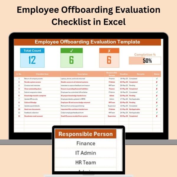 Employee Offboarding Evaluation Checklist in Excel