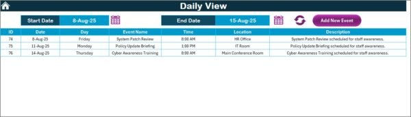 Healthcare HR Cybersecurity Calendar in Excel - Image 5